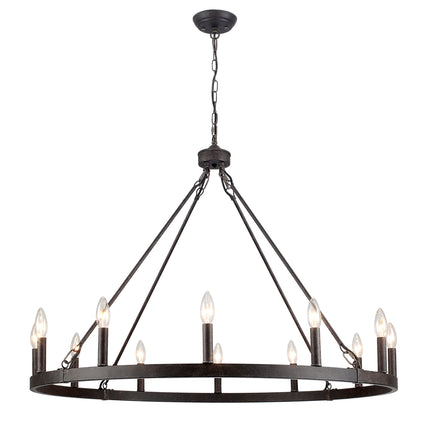 Chandelier Candle Wagon Wheel 12-Light