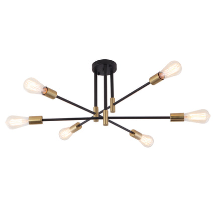 Ceiling Light Iron Cross Arm 6-Light
