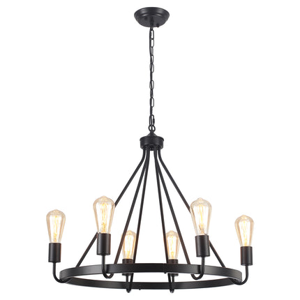 Chandelier Iron Wagon Wheel 6-Light
