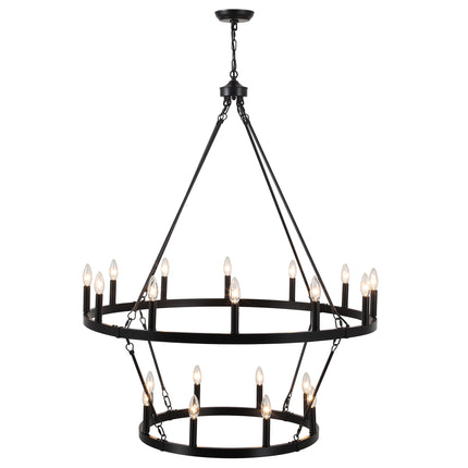 Chandelier Candle Wagon Wheel 12+8-Light