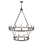 Chandelier Candle Wagon Wheel 12+8-Light