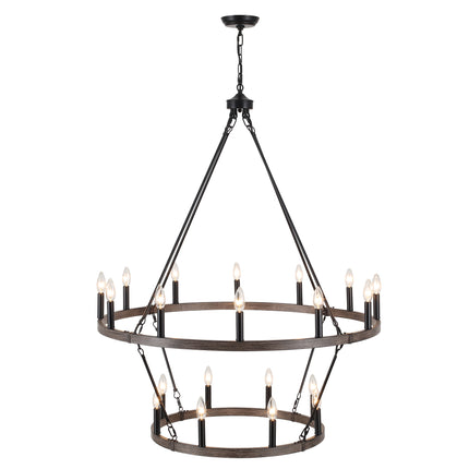 Chandelier Candle Wagon Wheel 12+8-Light