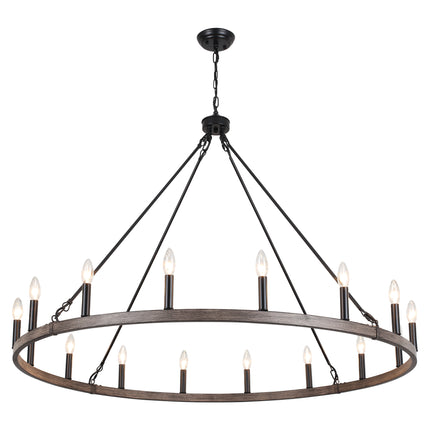 Chandelier Candle Wagon Wheel 16-Light