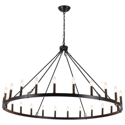 Chandelier Candle Wagon Wheel 24-Light