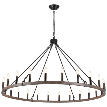Chandelier Candle Wagon Wheel 24-Light