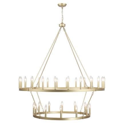 Chandelier Candle Wagon Wheel 24+12-Light