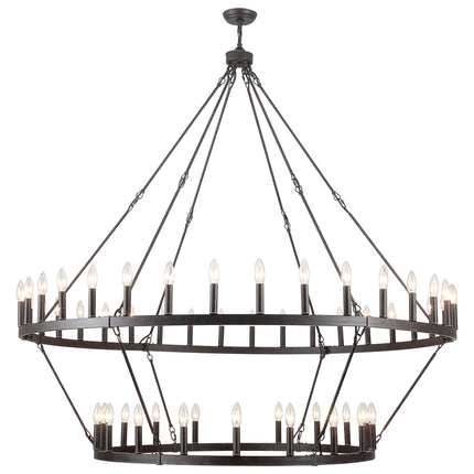 Chandelier Candle Wagon Wheel 36+18-Light