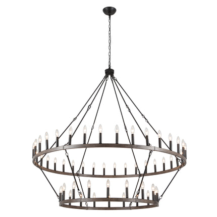 Chandelier Candle Wagon Wheel 36+18-Light