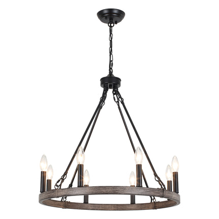 Chandelier Candle Wagon Wheel 8-Light