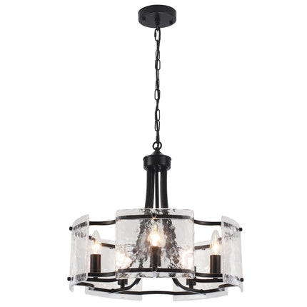Chandelier Glass Iron Candle 5-Light