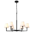 6-Light Black Chandelier with White Fabric Shades
