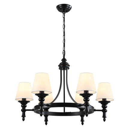 Chandelier Fabric Shade Wheel 6-Light
