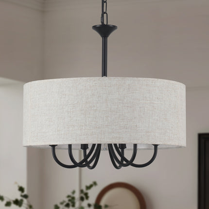 Chandelier Fabric Drum Shade 6-Light