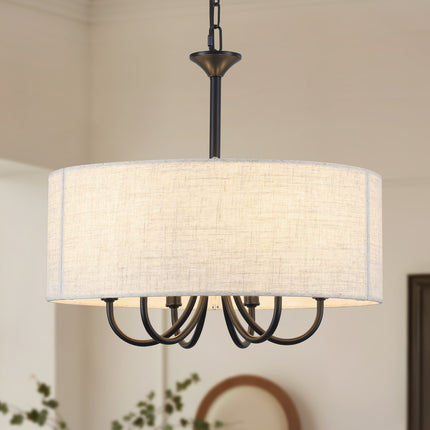 Chandelier Fabric Drum Shade 6-Light