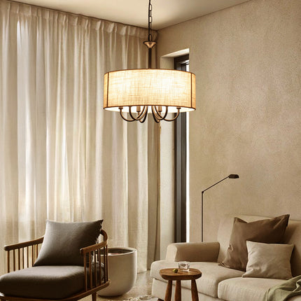 Chandelier Fabric Drum Shade 6-Light