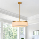 Chandelier Matte Gold Drum Fabric Shade 5-Light