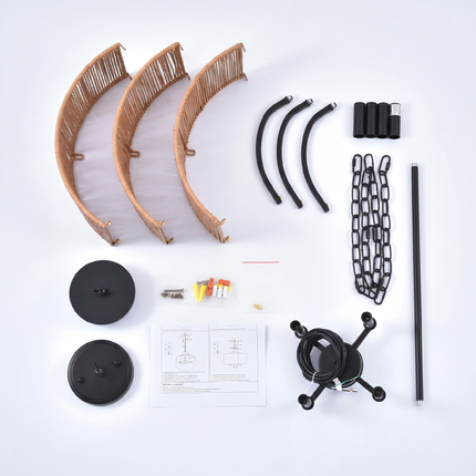 Organic Modern 4-Light Woven Drum Chandelier