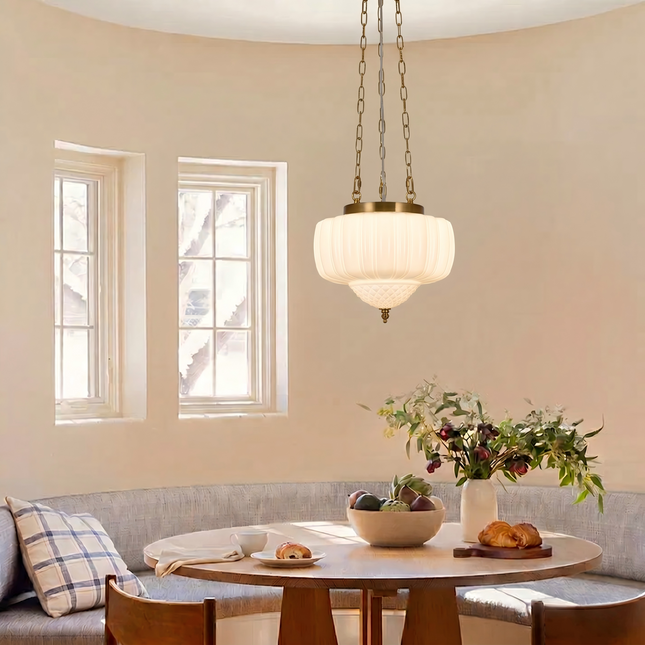 4-Light Black & Milk Glass Chandelier Light