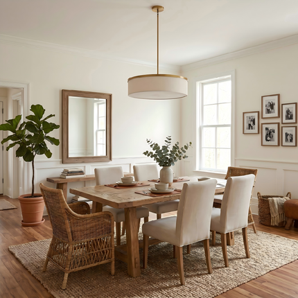 Chandelier Matte Gold Drum Fabric Shade 5-Light