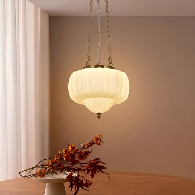 4-Light Black & Milk Glass Chandelier Light