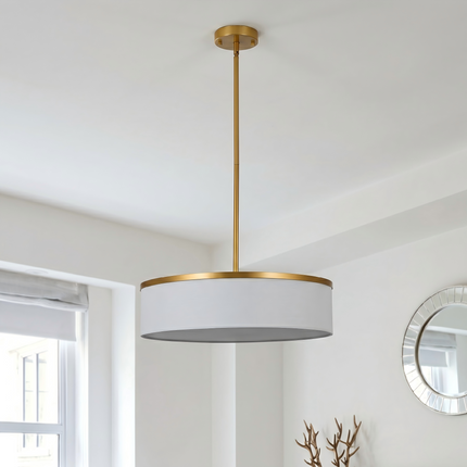 Chandelier Matte Gold Drum Fabric Shade 5-Light