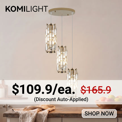 Tiered 3-Light Gold Crystal Pendant