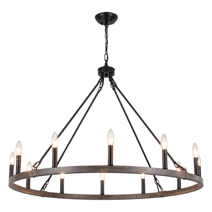 Chandelier Candle Wagon Wheel 12-Light