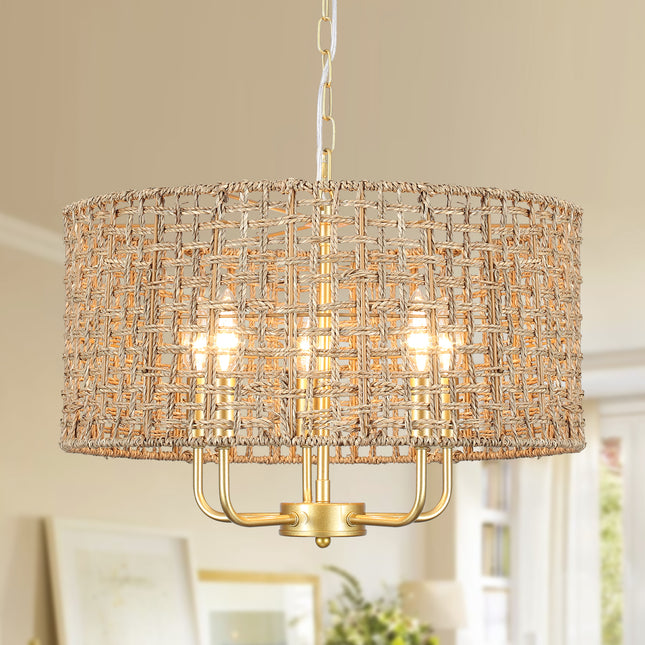 Chandelier Seagrass Rope 5-Light