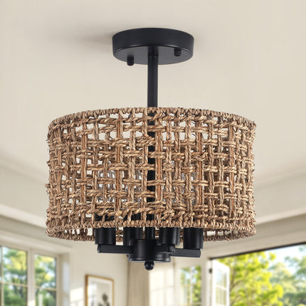 Ceiling Light Seagrass Rope 4-Light