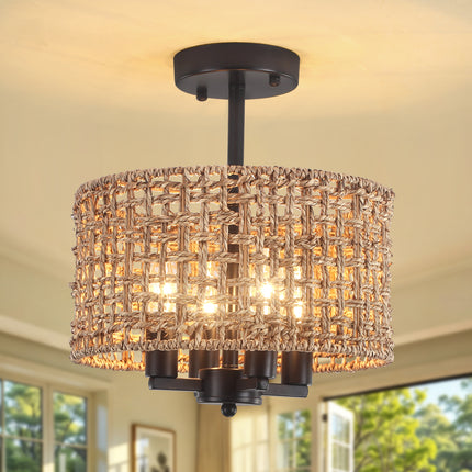 Ceiling Light Seagrass Rope 4-Light