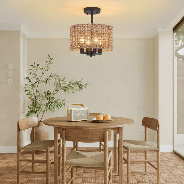 Ceiling Light Seagrass Rope 4-Light