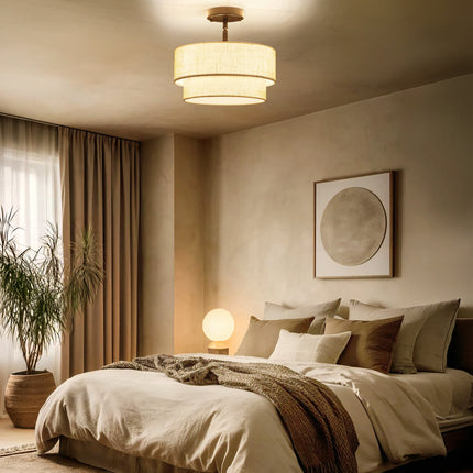 Ceiling Light Two-Tier Fabric Shade 3-Light