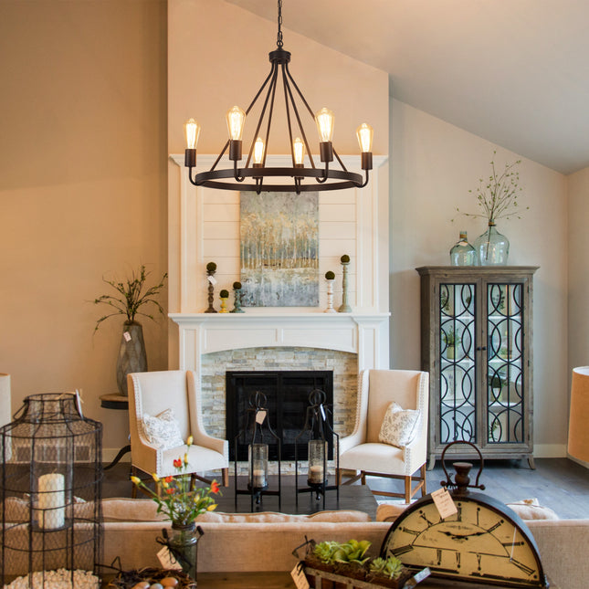 Chandelier Iron Wagon Wheel 6-Light