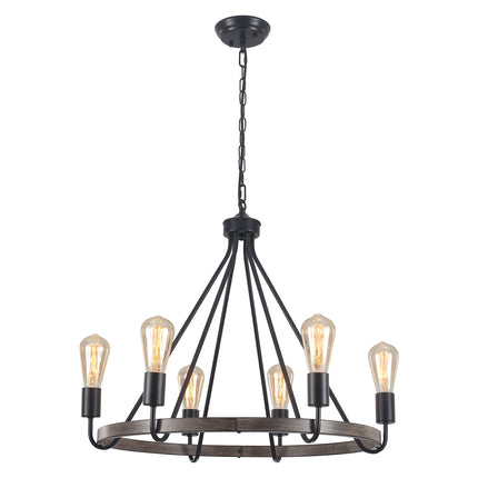 Chandelier Iron Wagon Wheel 6-Light
