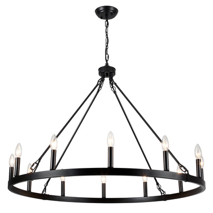Chandelier Candle Wagon Wheel 12-Light