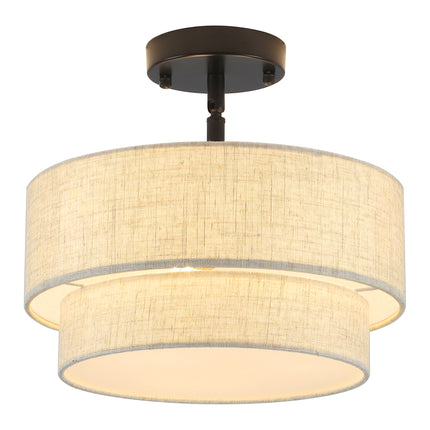 Ceiling Light Two-Tier Fabric Shade 3-Light