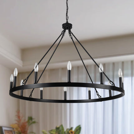 Chandelier Candle Wagon Wheel 12-Light