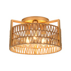 3-Light Matte Gold Woven Rope Ceiling Light