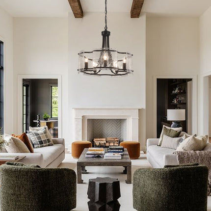 Chandelier Glass Iron Candle 5-Light