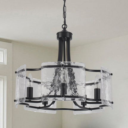 Chandelier Glass Iron Candle 5-Light