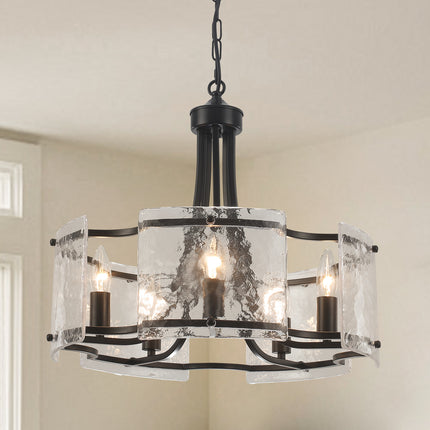 Chandelier Glass Iron Candle 5-Light