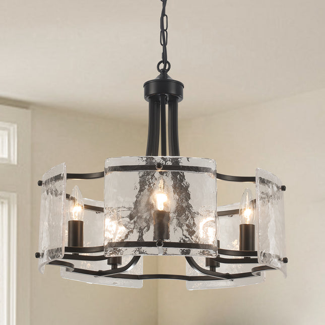 Chandelier Glass Iron Candle 5-Light