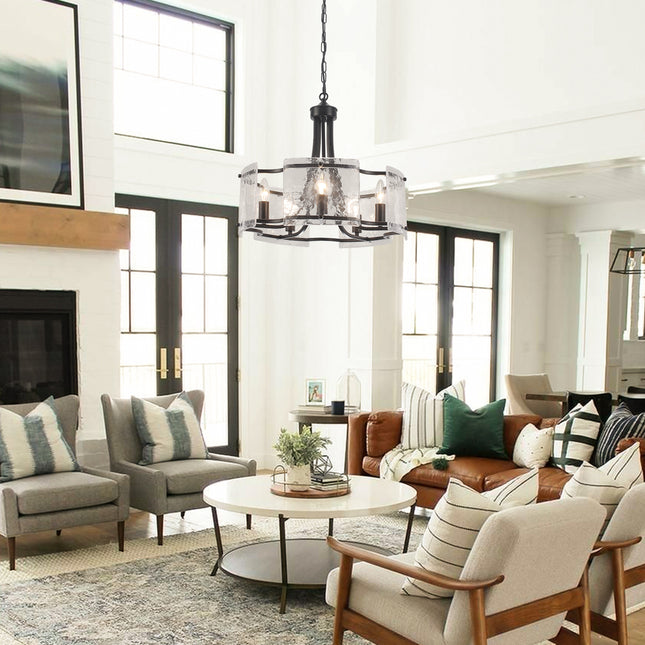 Chandelier Glass Iron Candle 5-Light