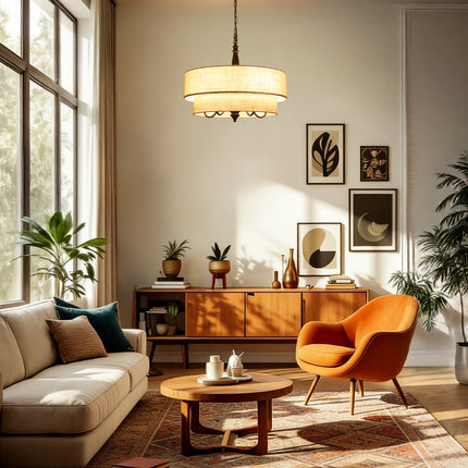 Chandelier Two-Tier Fabric Shade 5-Light