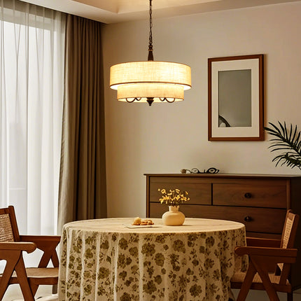 Chandelier Two-Tier Fabric Shade 5-Light