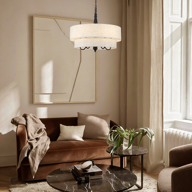 Chandelier Two-Tier Fabric Shade 5-Light