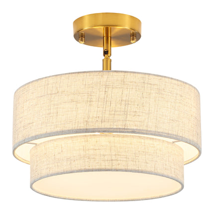 Ceiling Light Two-Tier Fabric Shade 3-Light