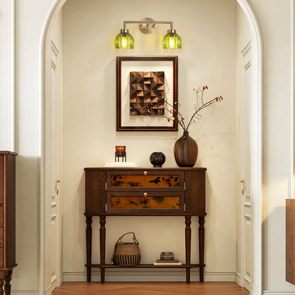 Wall Sconce Light Green Glass 2-Light