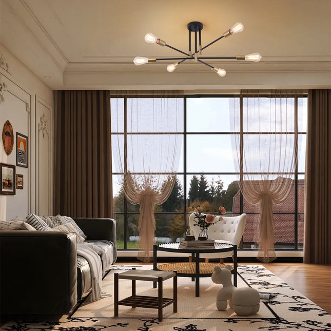 Ceiling Light Iron Cross Arm 6-Light