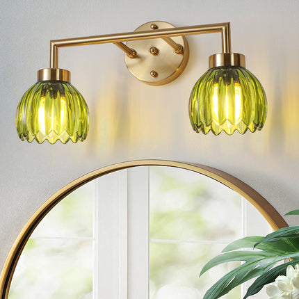 Wall Sconce Light Green Glass 2-Light